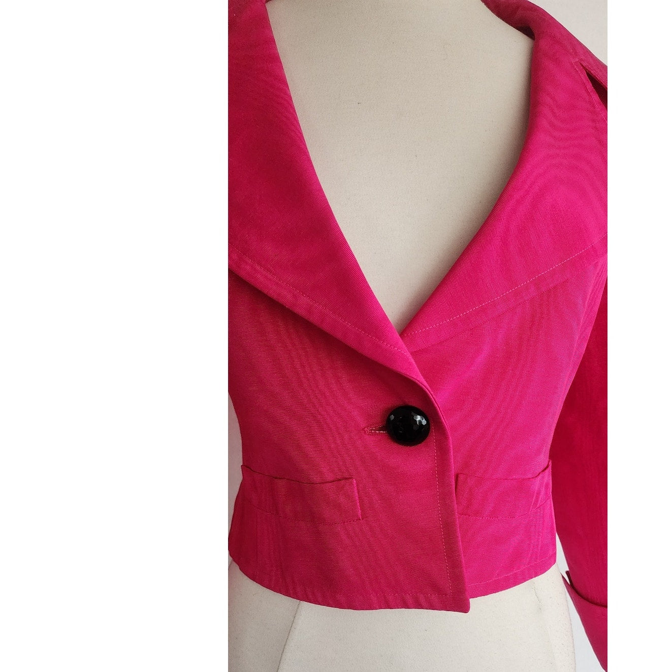 Vintage 90s YSL Saint Laurent Blazer Fuschia Silk Rive Gauche
