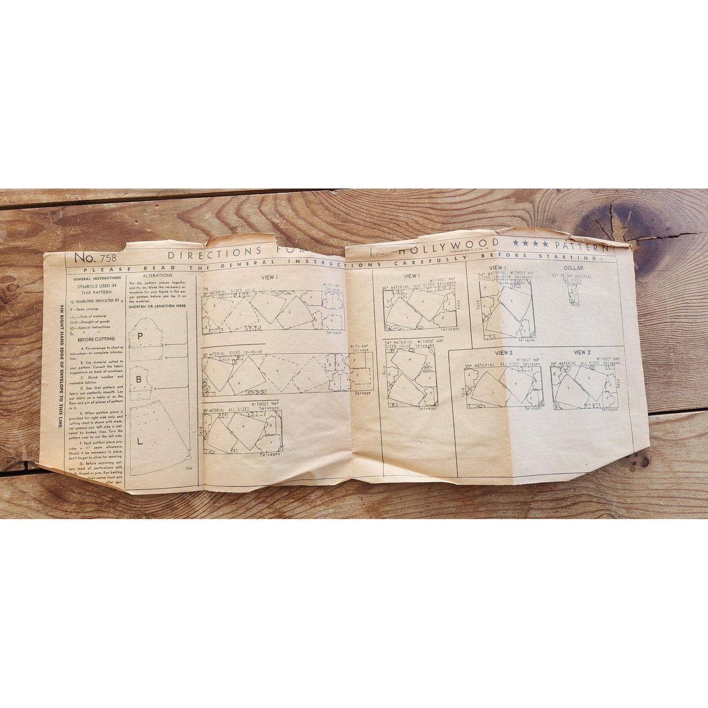 Vintage 1940s Sewing Pattern ORIGINAL: Jane Wyman Dress Hollywood Patterns 758
