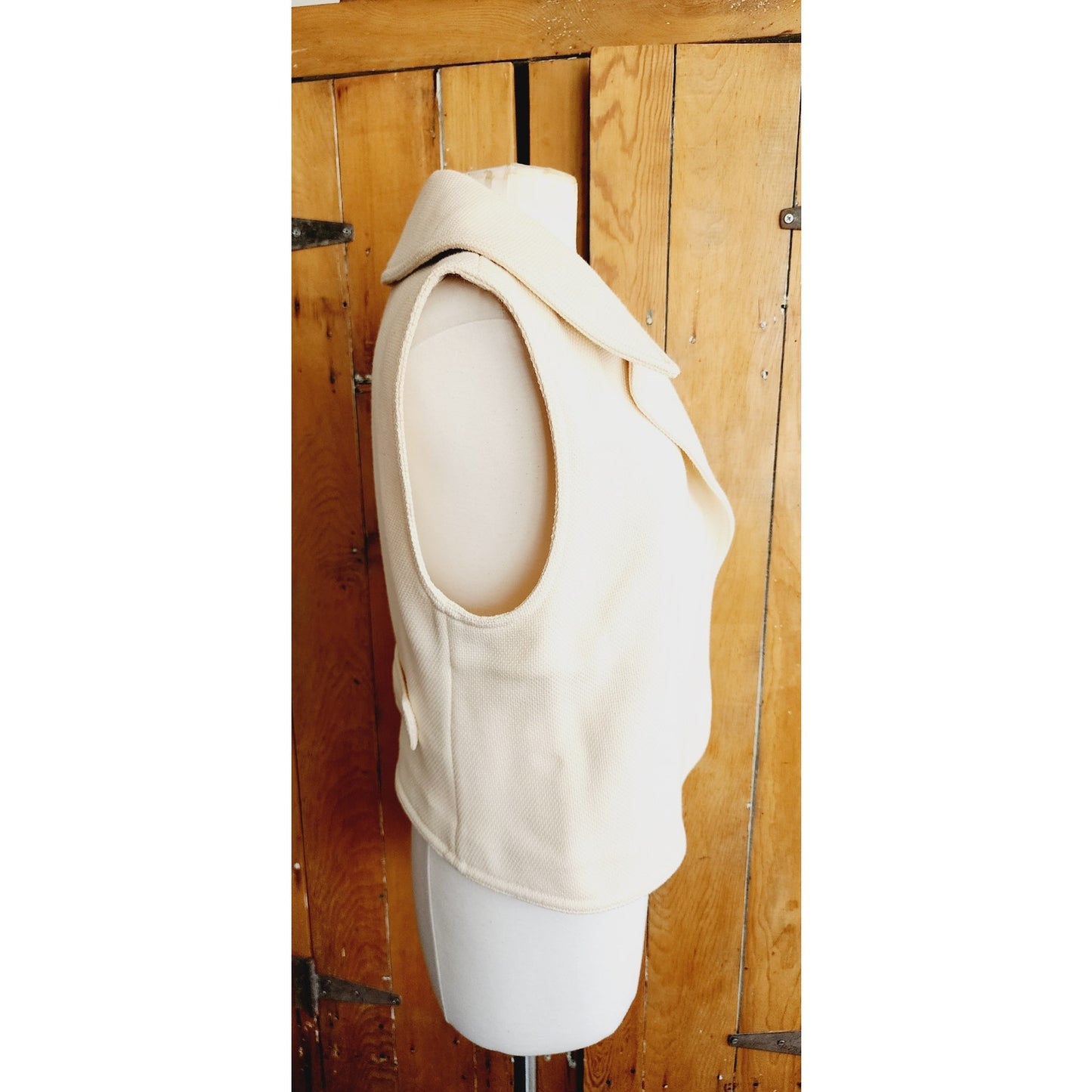 Vintage Y2K Balenciaga Cream Vest Wool Mohair w/Convertible Collar