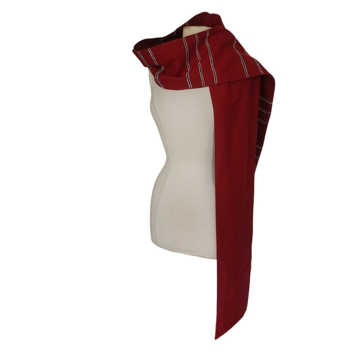 Antique Bulgarian Folk Costume Ethnic Mens Pants Embroidered Cream Wool + Red Scarf