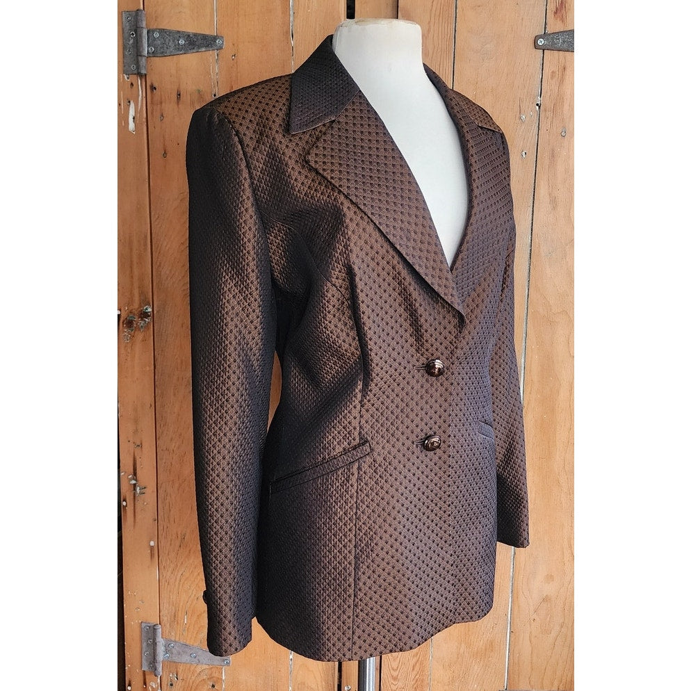 Vintage 1990s ESCADA Blazer Brown Bronze Metallic Jacket / Large