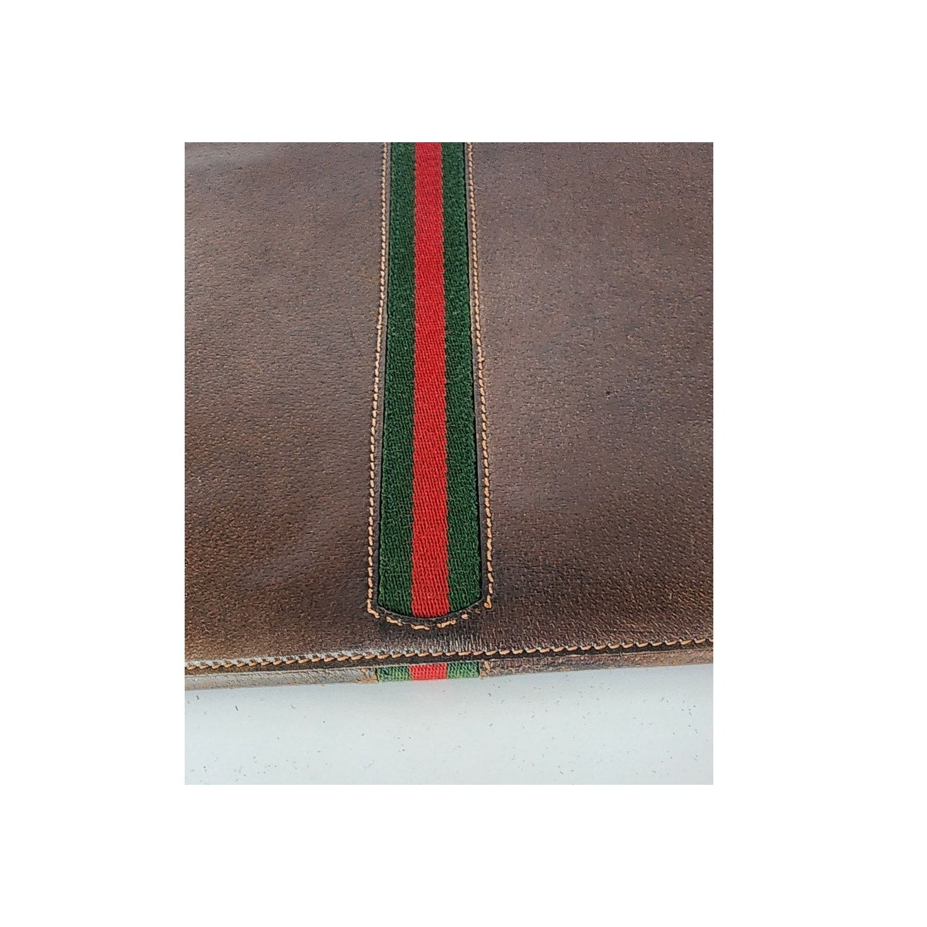 Vintage 1970s Gucci Portfolio Bag Envelope Case Clutch Brown Leather
