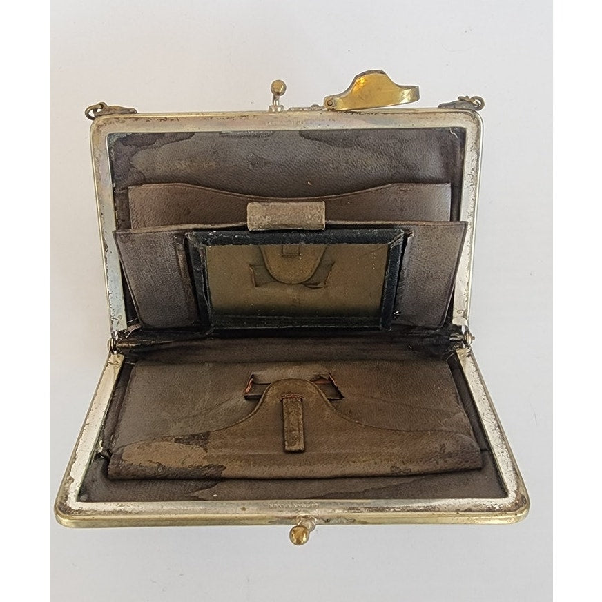 Victorian Coin Purse Engraved Minaudiere Card Case German Silver