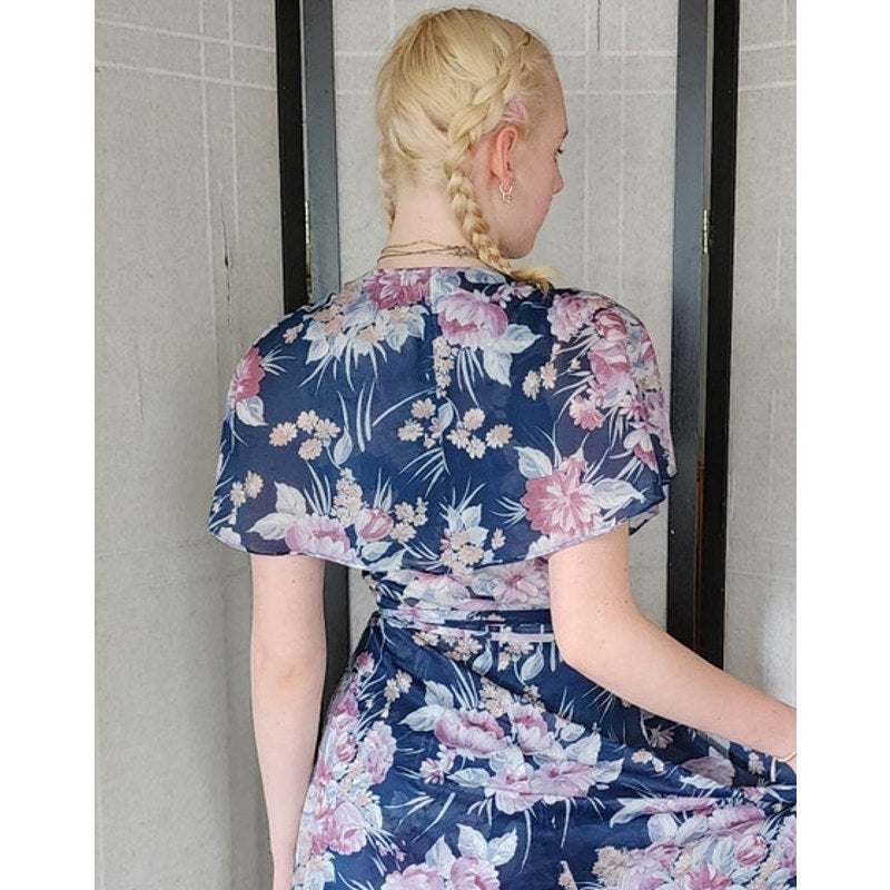 Vintage 70s Floral Print Dress Wrap Style