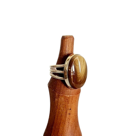 Vintage Large Topaz Ring Sterling Silver Band  Size 8