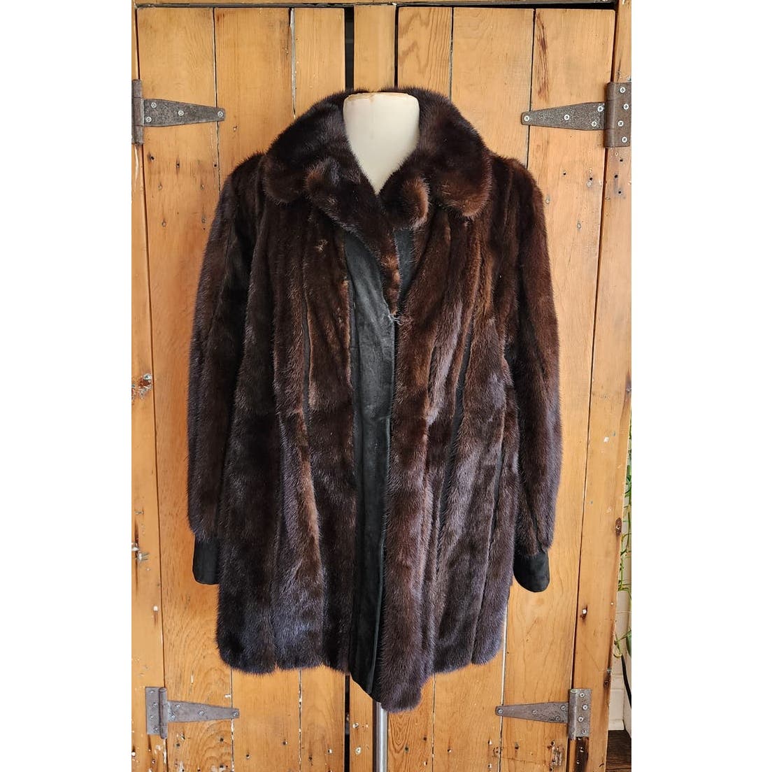 Vintage 70s Brown Mink Fur Jacket Black Suede Lacritz & Picus