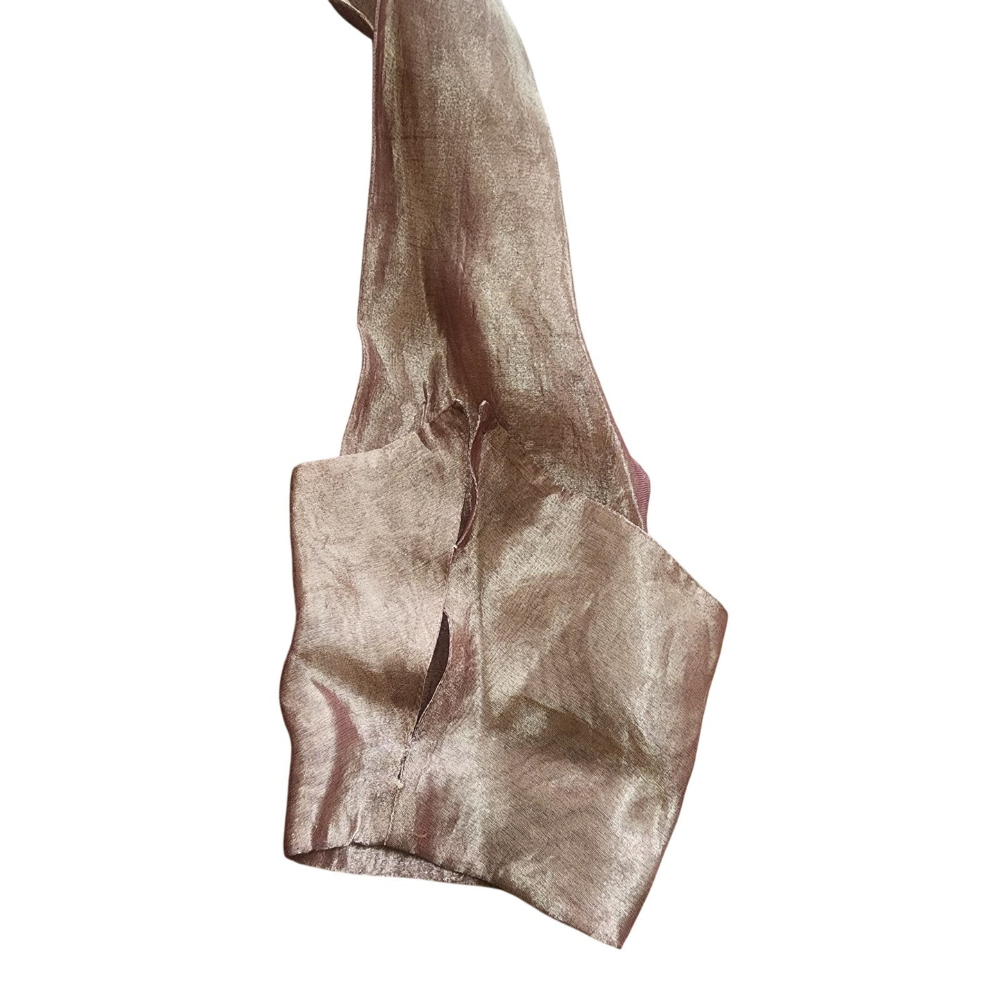 Vintage 90s Sheer Organza Blouse Jacket Copper Brown Sash Tie Belt