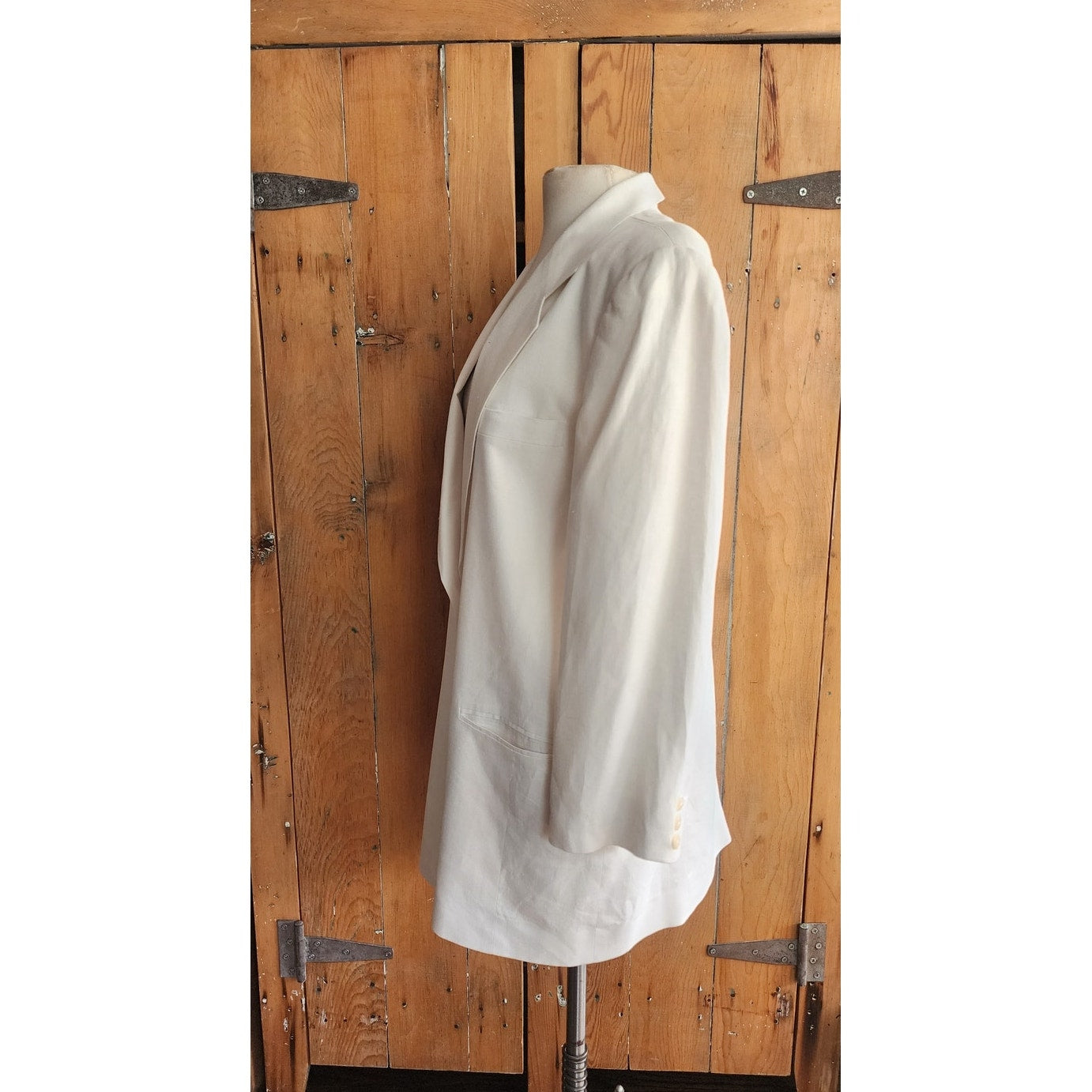 Vintage 1990s DKNY White Linen Pant Suit w/Drawstring Waist / M - L