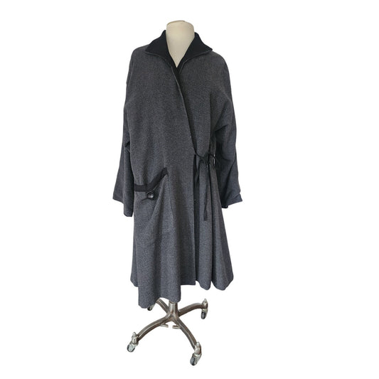 Vintage 1990s Gray Coat Wrap Style Asymmetrical Studio 90 / Medium