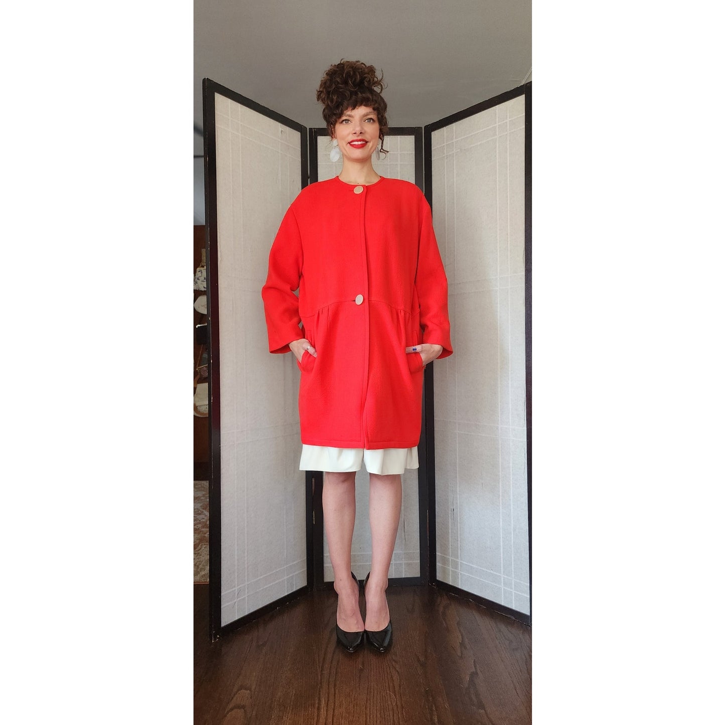 Vintage 80s LANVIN Red Coat Jacket AS IS
