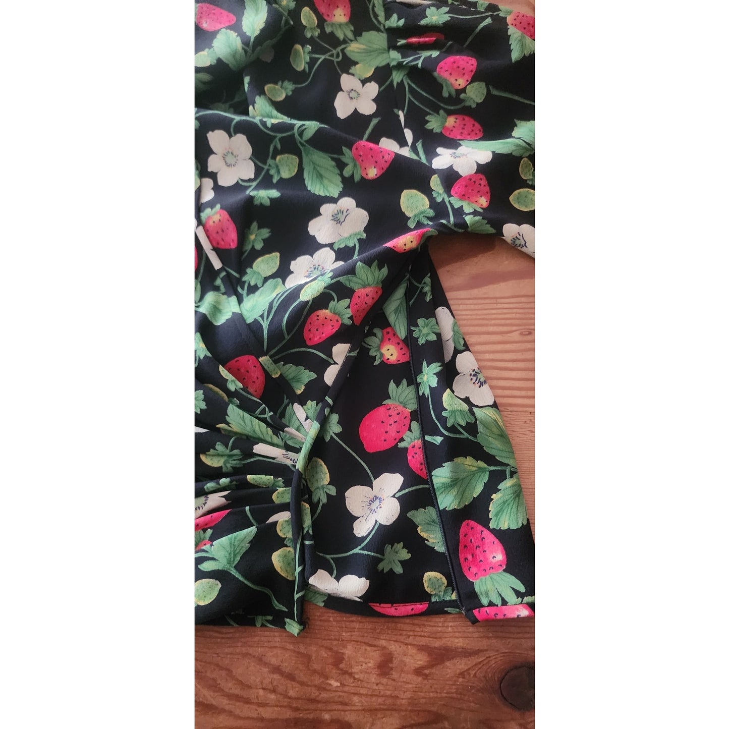 Vintage 1980s Emanuel Ungaro Parallele Blouse Strawberry Floral Print Silk Long Sleeve Shirt