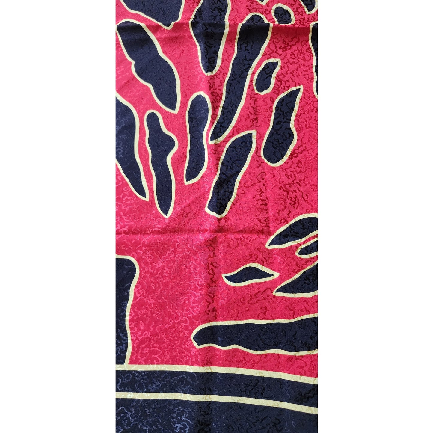 Vintage St John Knit Scarf Silk Print Square Red Black Gold Square