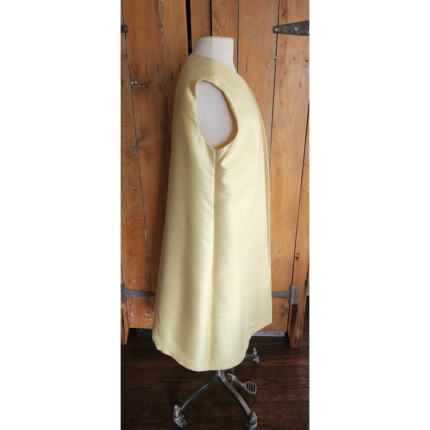 Vintage 60s Long Vest Yellow Silk Duster