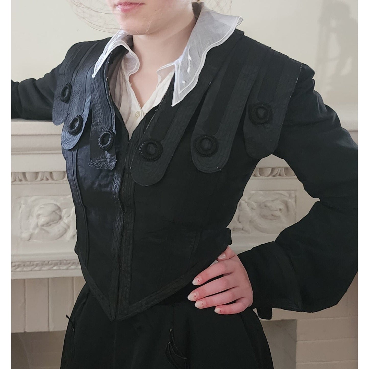 Antique Ladies Jacket Black Silk Edwardian 1900s 1910s