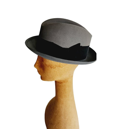 Vintage 60s Mens Fedora Borsalino Hat Gray Wool Size 7