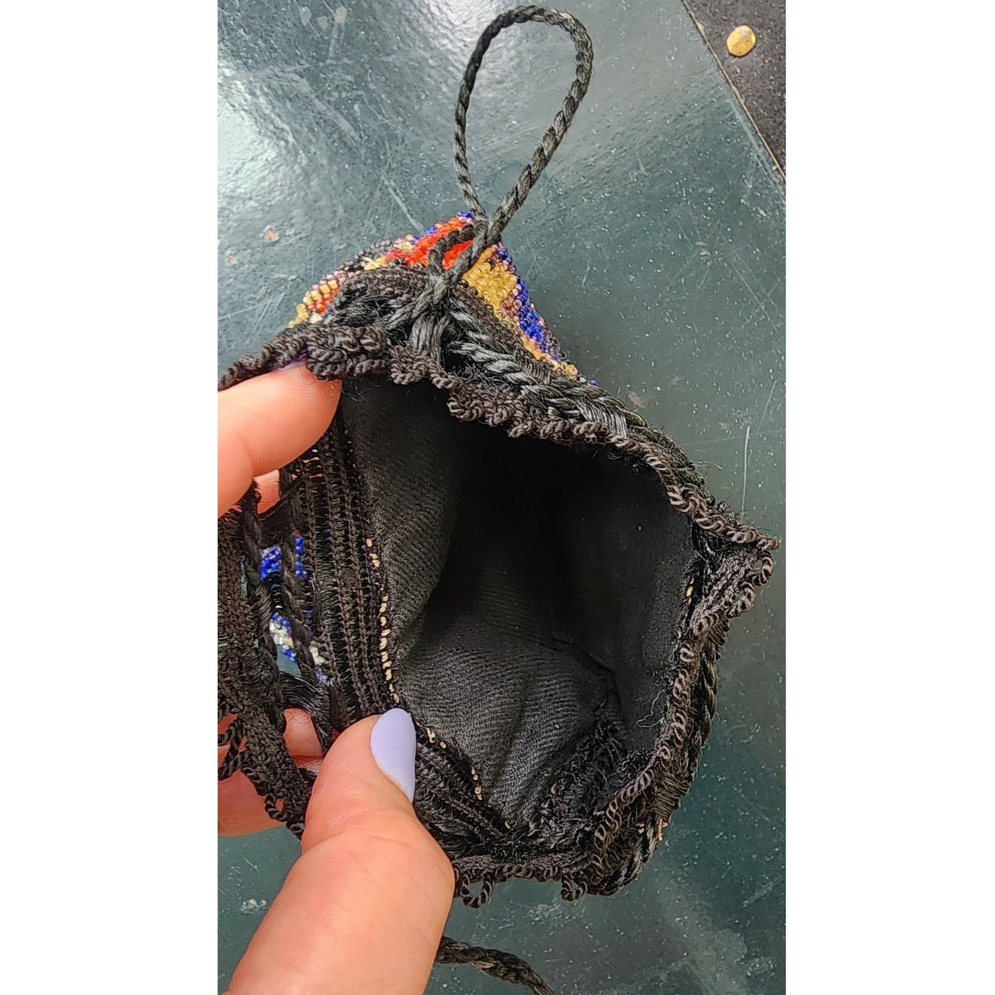 Antique 1920s Beaded Bag Vintage Art Deco Purse Drawstring Flapper Reticule