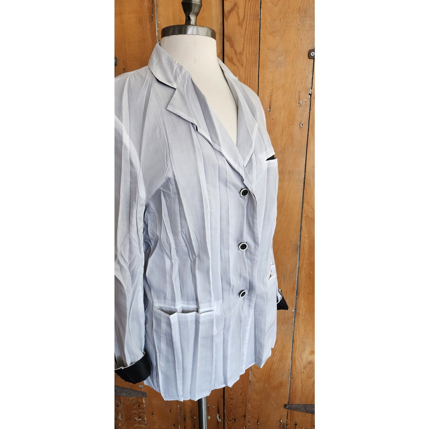 Vintage Issey Miyake Blazer White Crinkled Texture Y2K Med