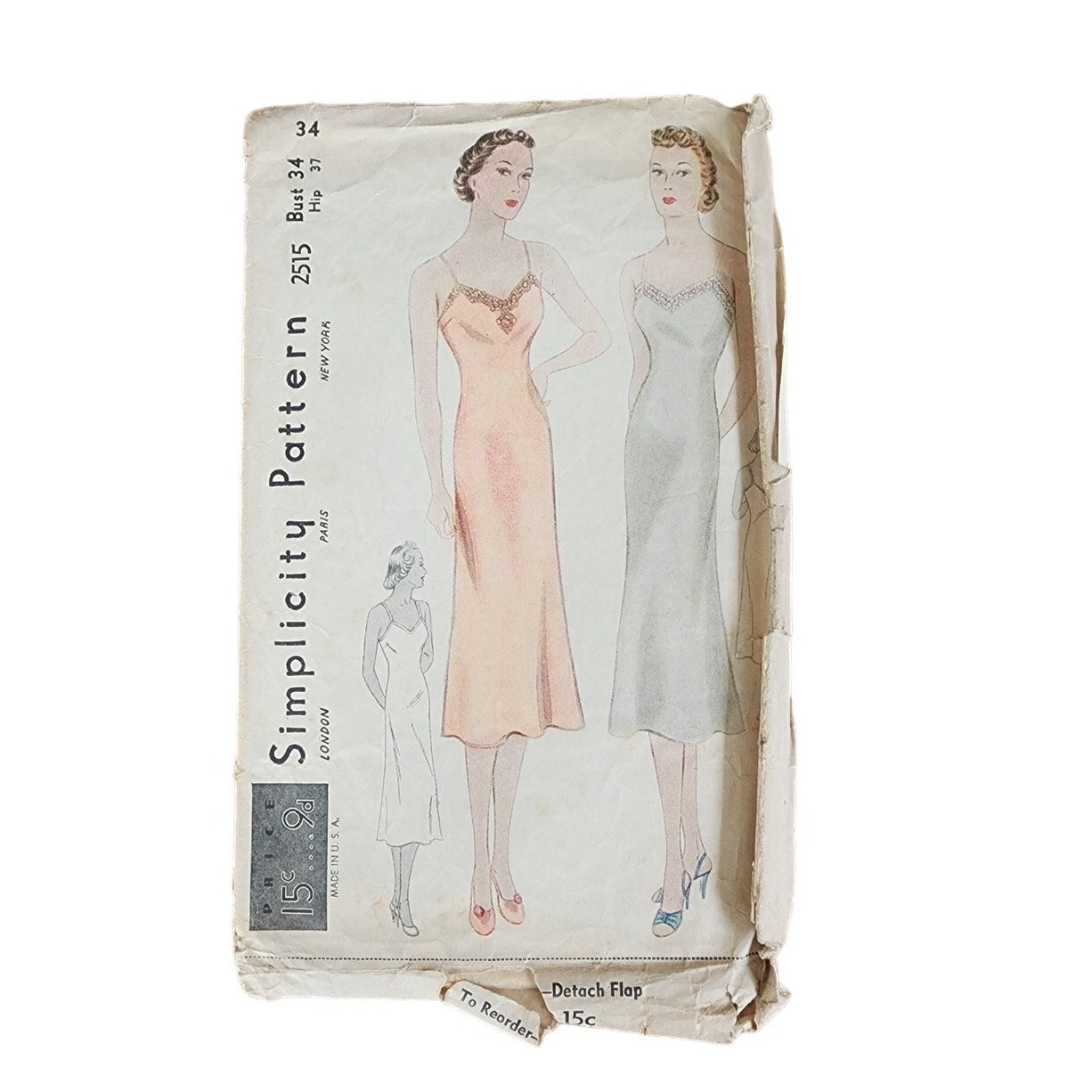1930s Sewing Pattern: Bias Slip Dress Simplicity 2515