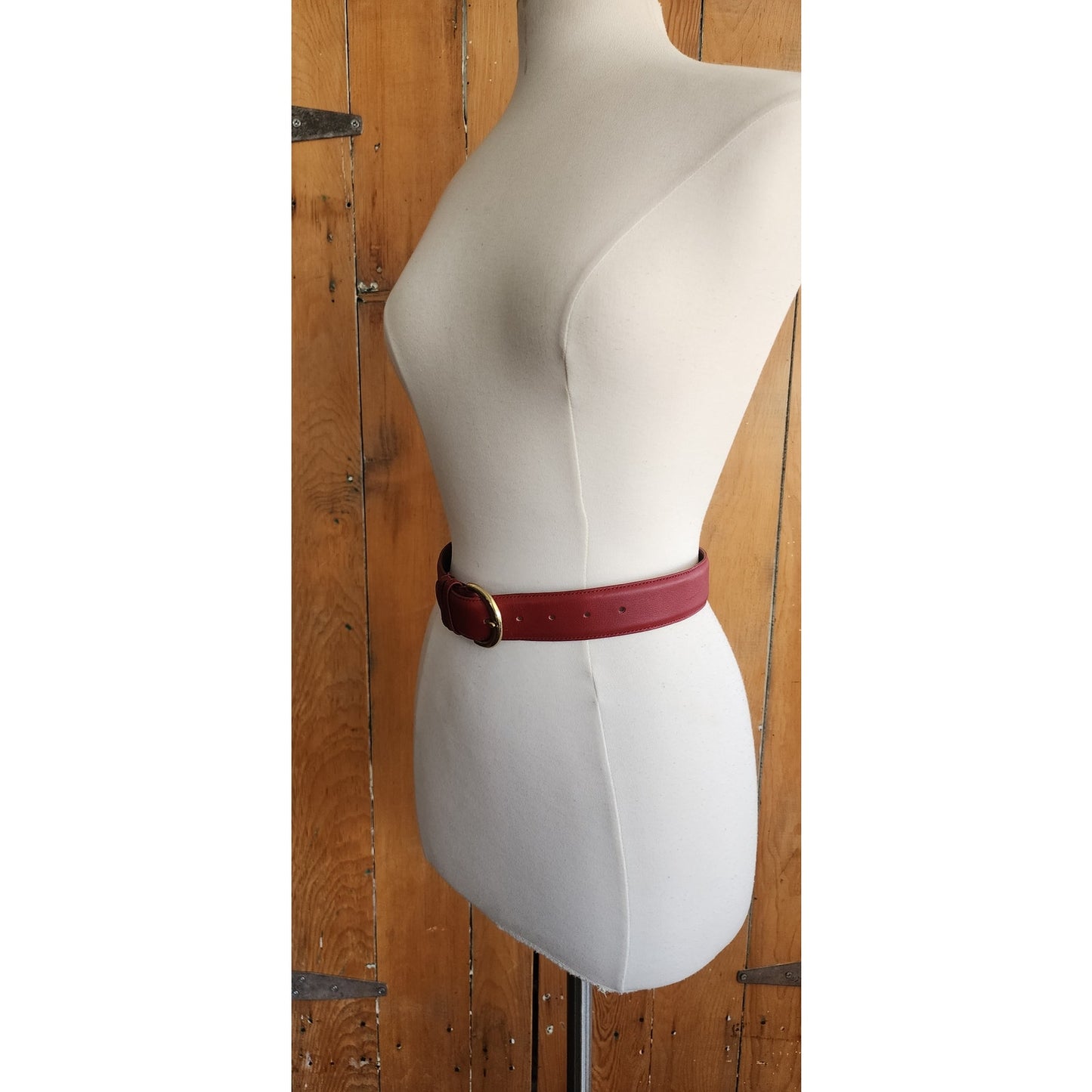 Vintage COACH Belt Red Leather Gold Buckle