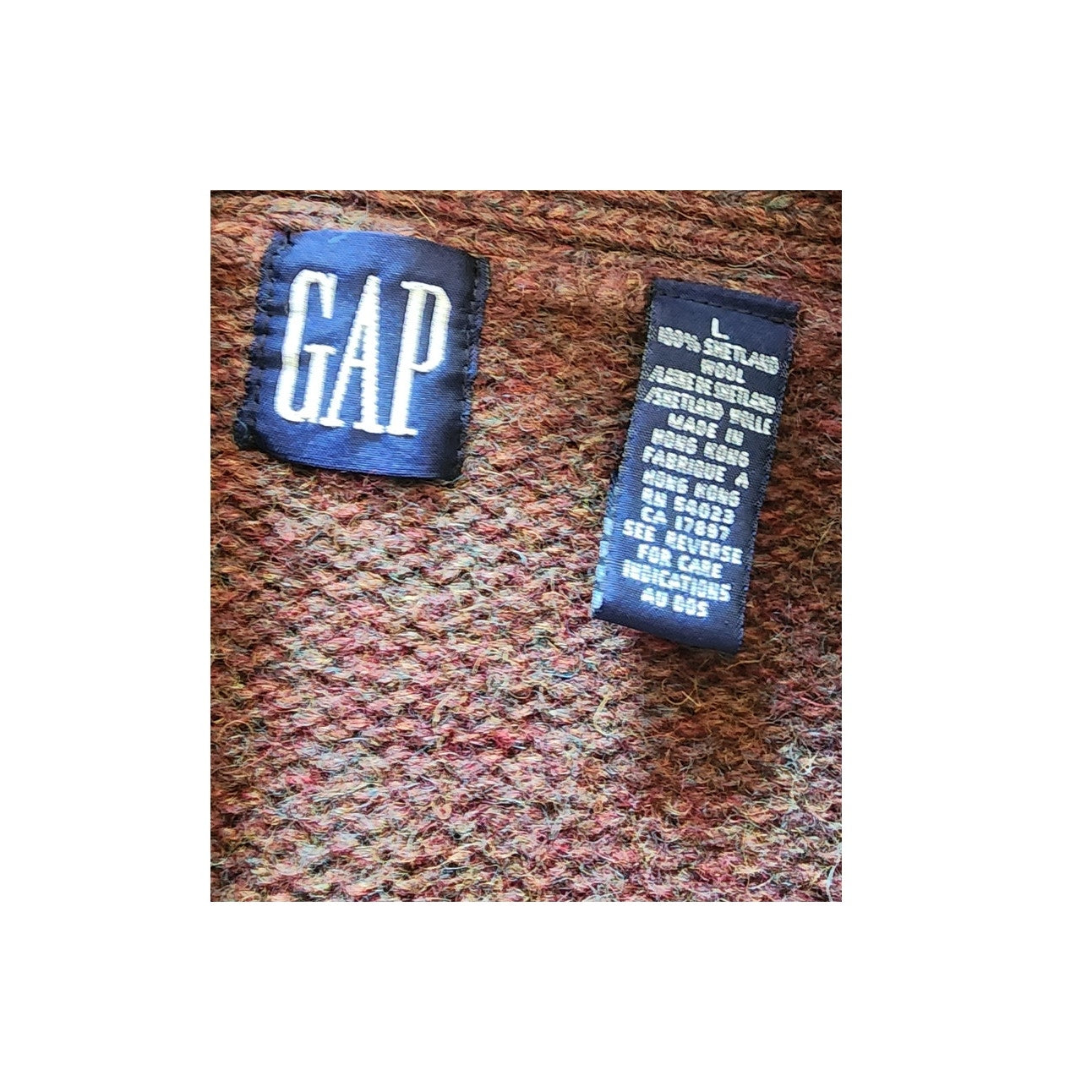 Vintage 1980s Gap Cardigan Sweater Chunky Brown Cable Knit Shetland Wool