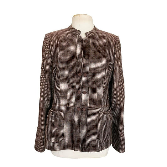ARMANI COLLEZIONI 2008 Blazer in Brown and Cream Check Wool Jacket / L