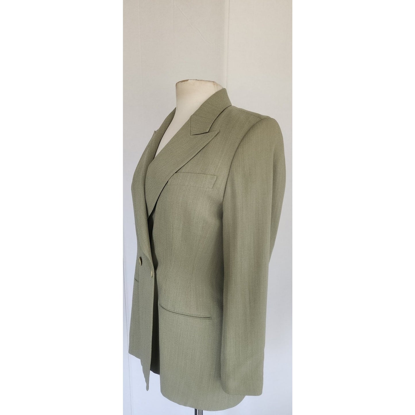 Vintage 90s Richard Tyler Pant Suit Green Wool Silk Blend / Small