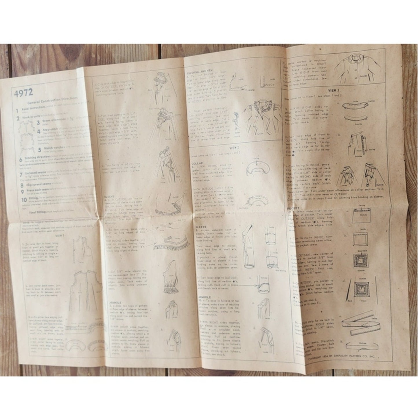 Vintage 50s Sewing Pattern ORIGINAL: Duster Negligee Housecoat Simplicity 4972