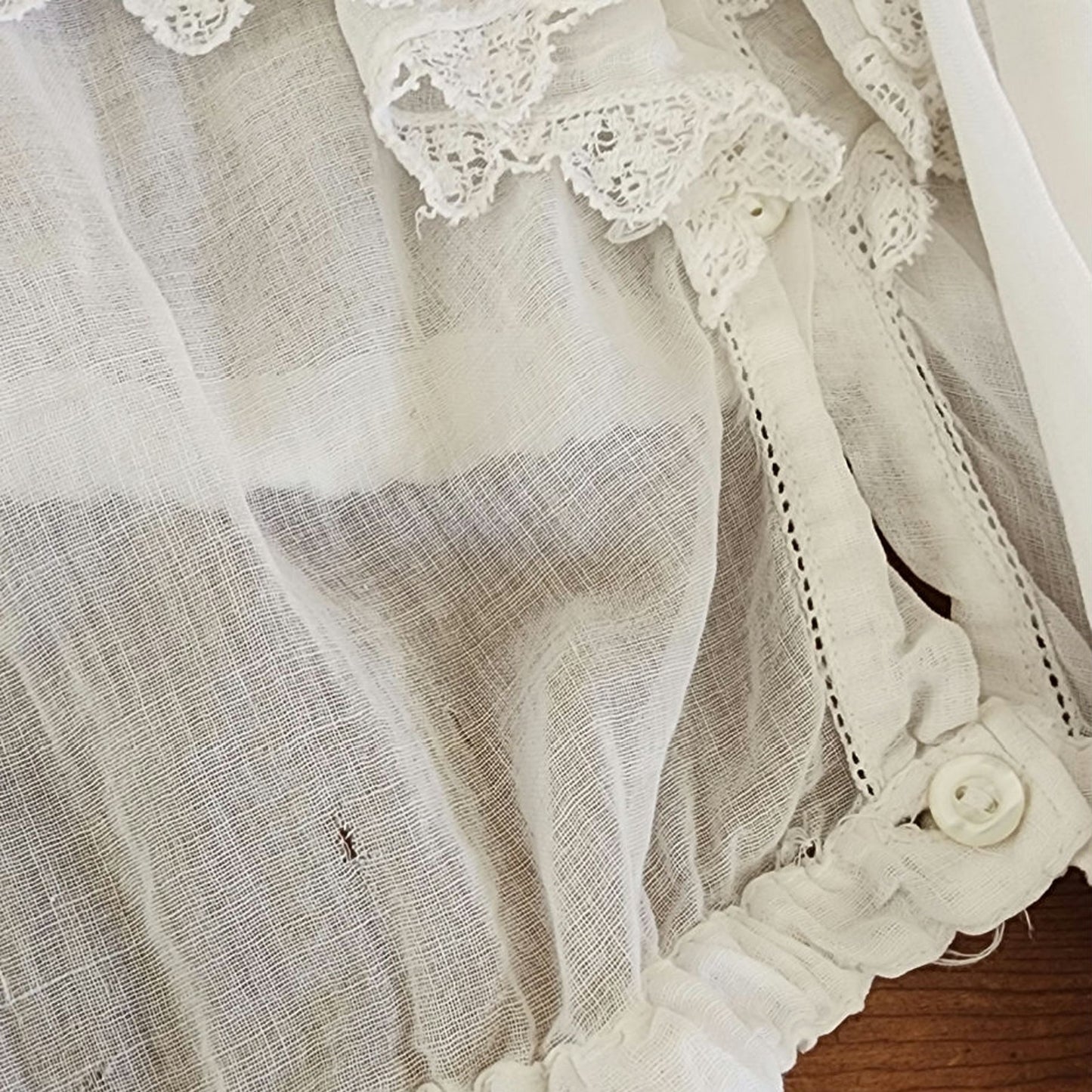 Antique Edwardian White Blouse Frilly Front Panel Sailor Collar