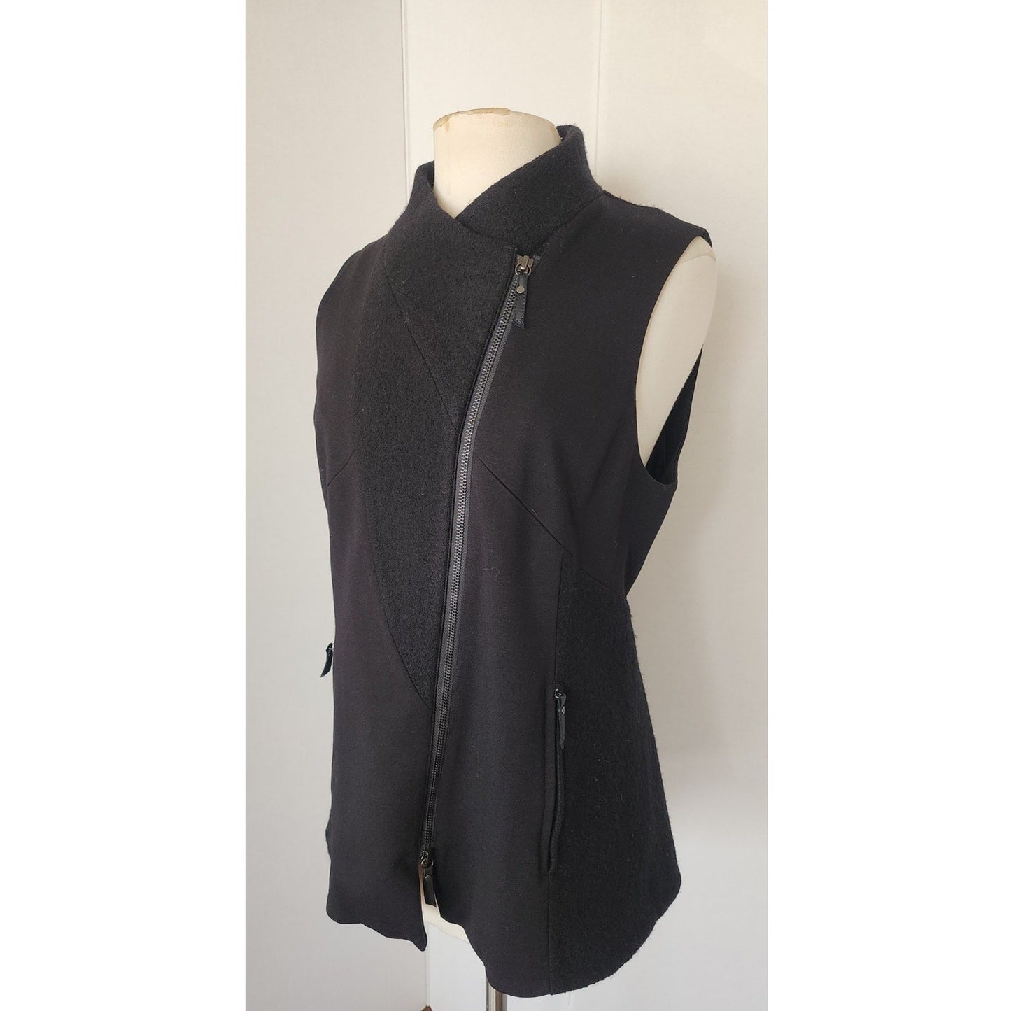 Eileen Fisher Zip Up Vest Merino Wool Blend M