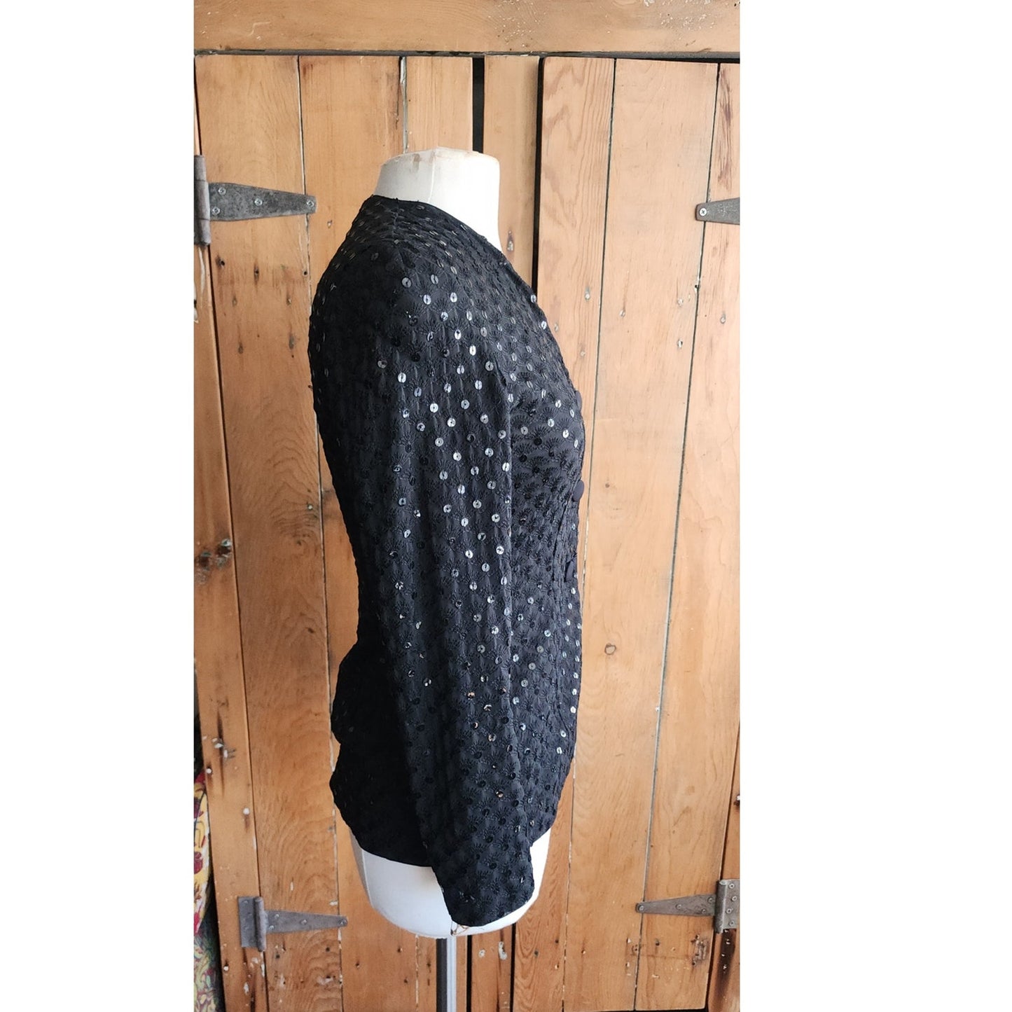Vintage 90s Armani Fitted Sequined Blazer Black / S-M