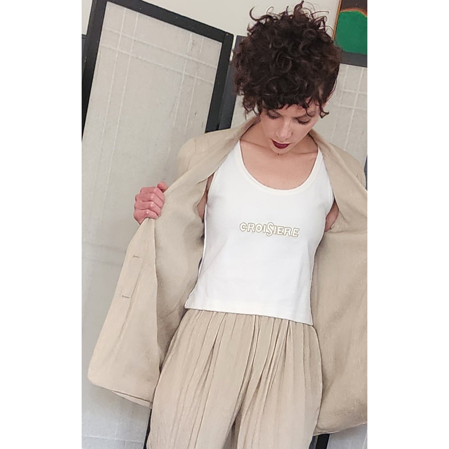 Vintage Sonia Rykiel Top CROISIERE Cropped White Tank