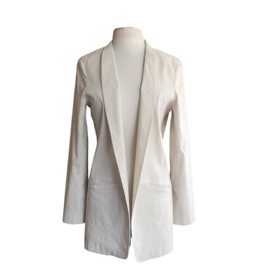 Eileen Fisher Long Blazer Off White Ramie Blend