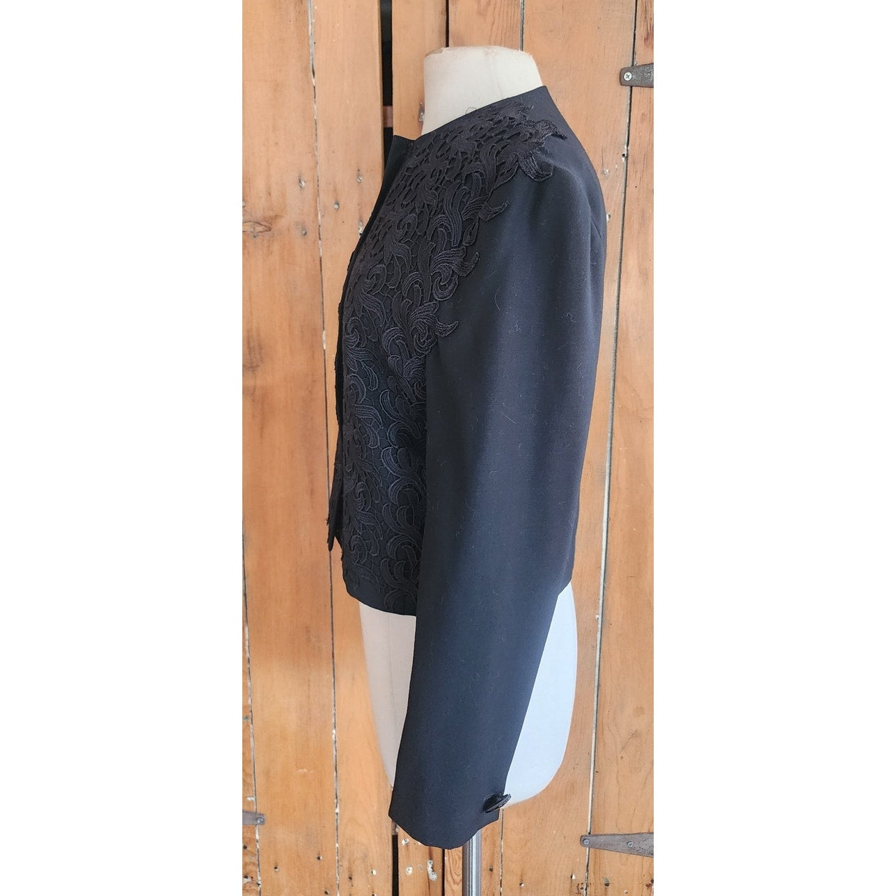 Vintage 90s Genny Blazer Black Jacket Lace Embroidery / S