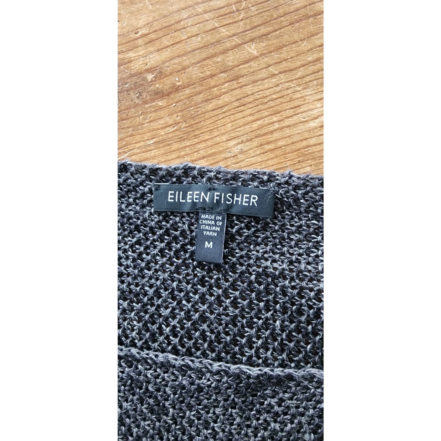 Eileen Fisher Sweater Tunic Gray Mesh Linen Top