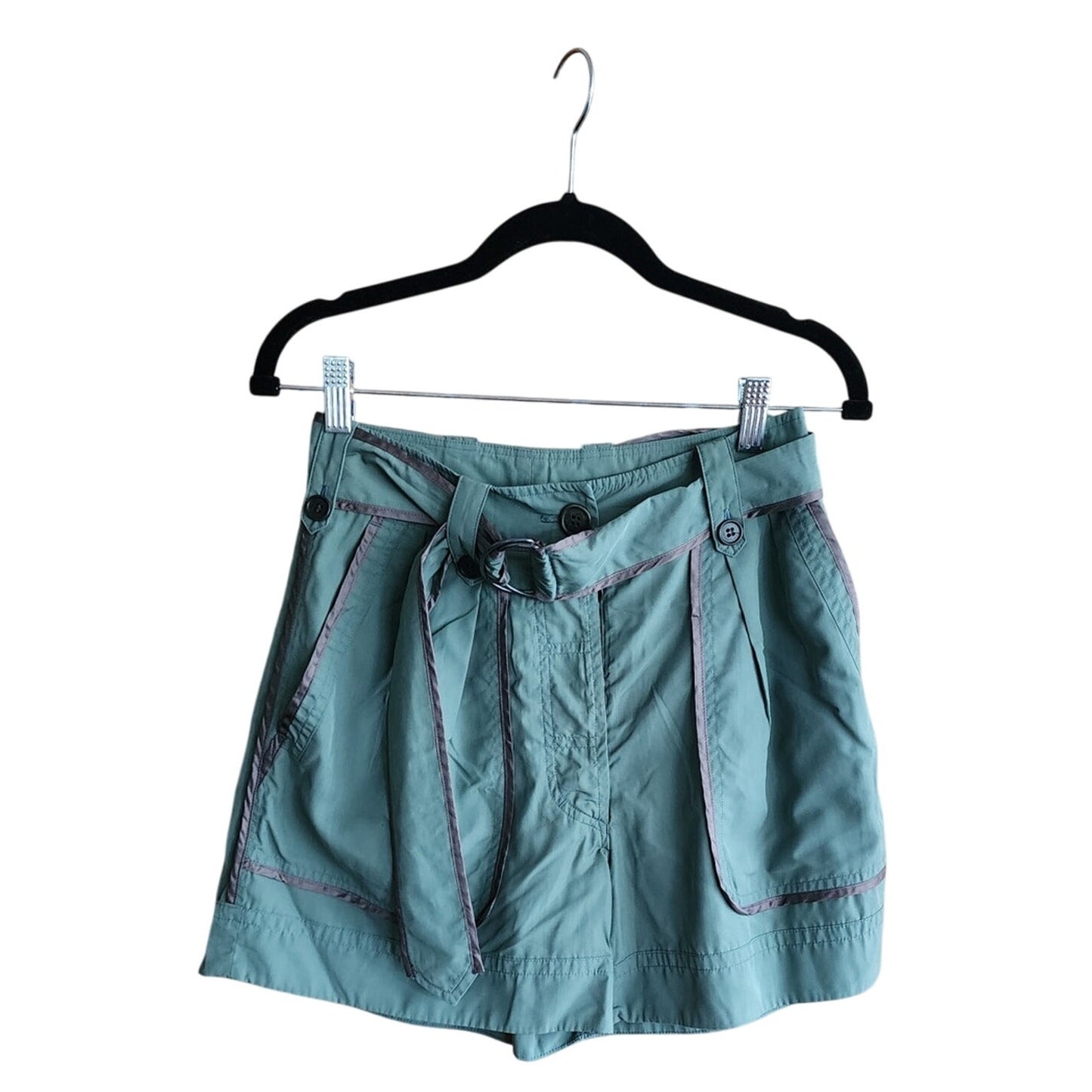 Vintage Y2K Dries Van Noten Silk Shorts Cropped Cargo Blue Green