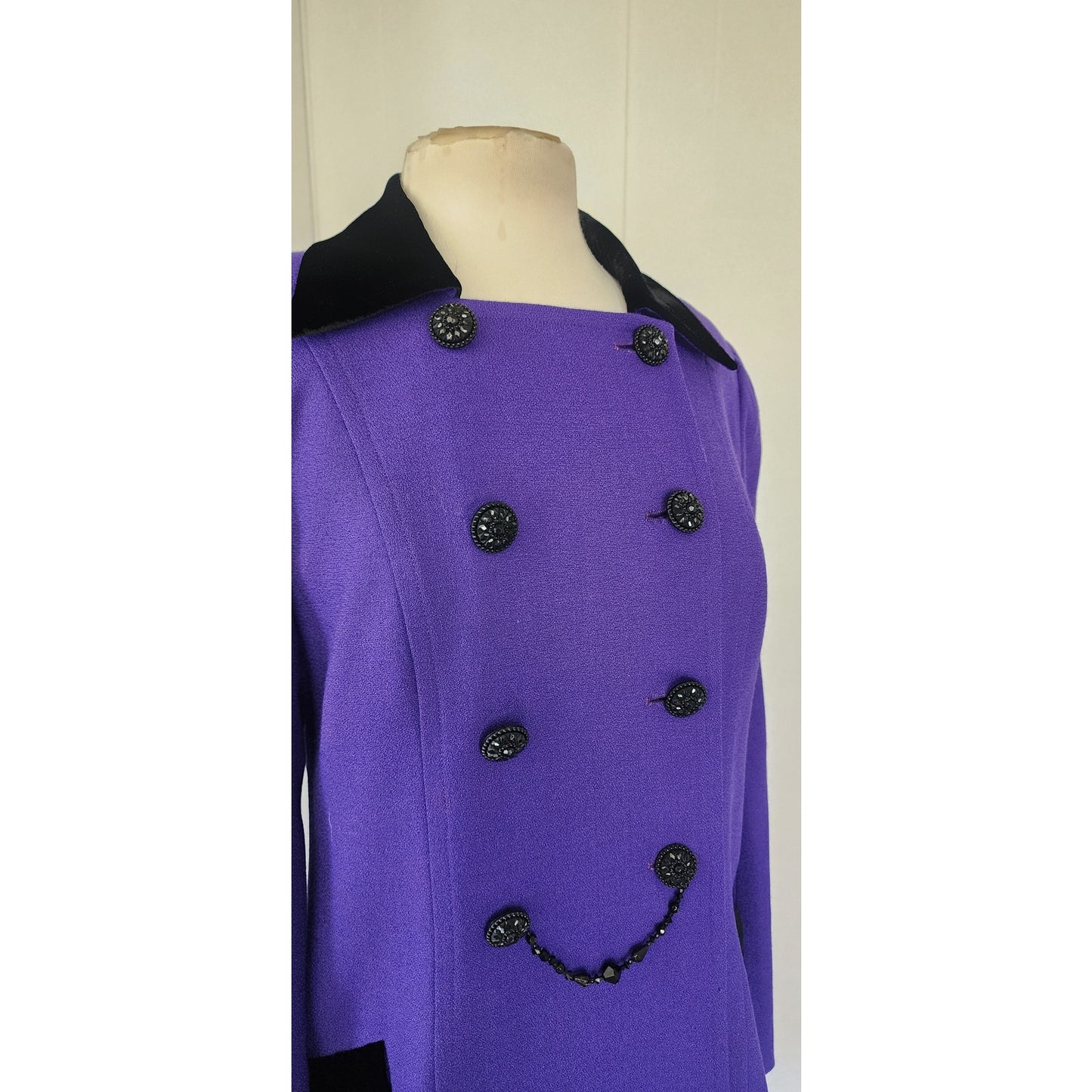 Vintage 90s Purple Blazer Badgley Mischka Long Jacket