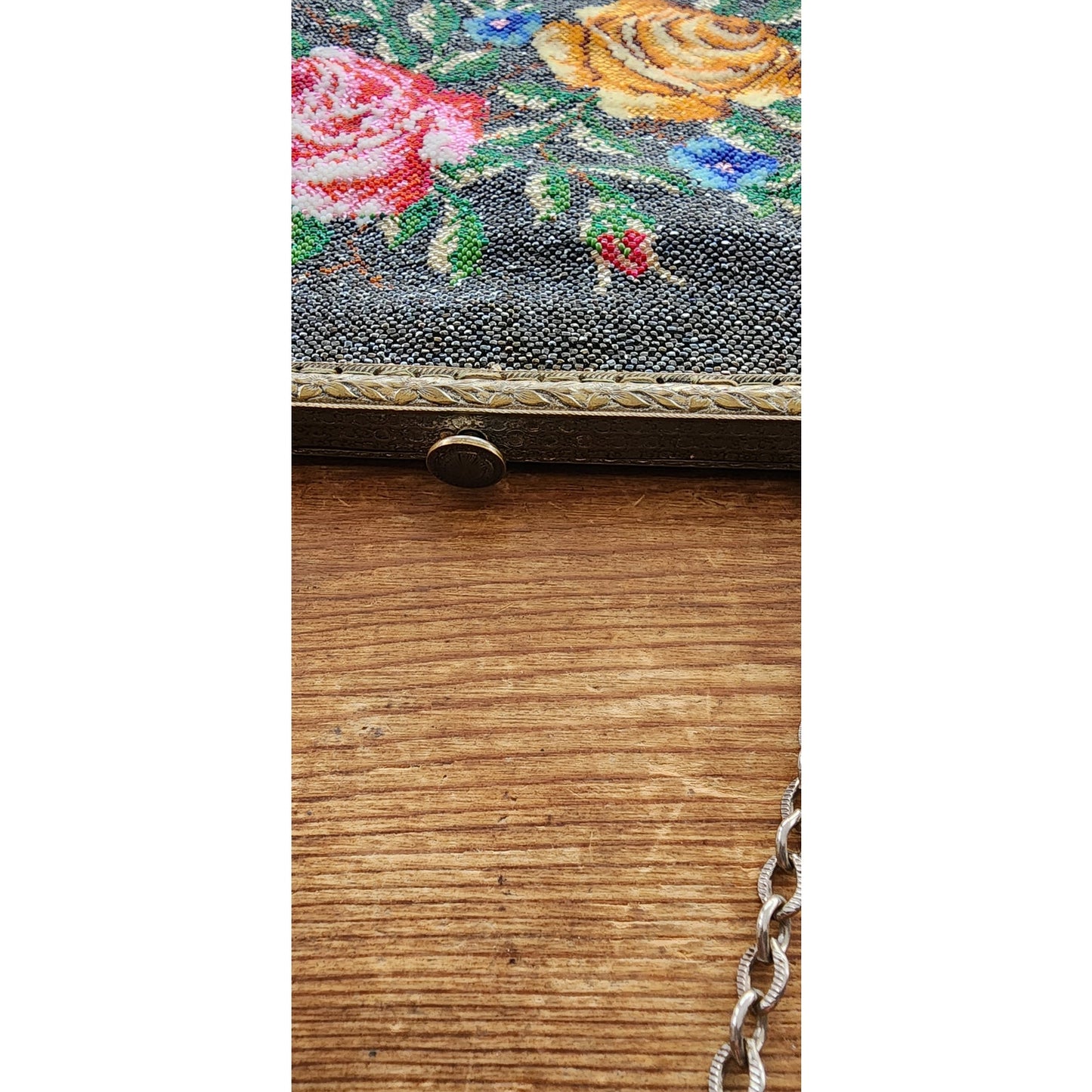 Antique Bag Microbeaded Floral Pattern Art Nouveau