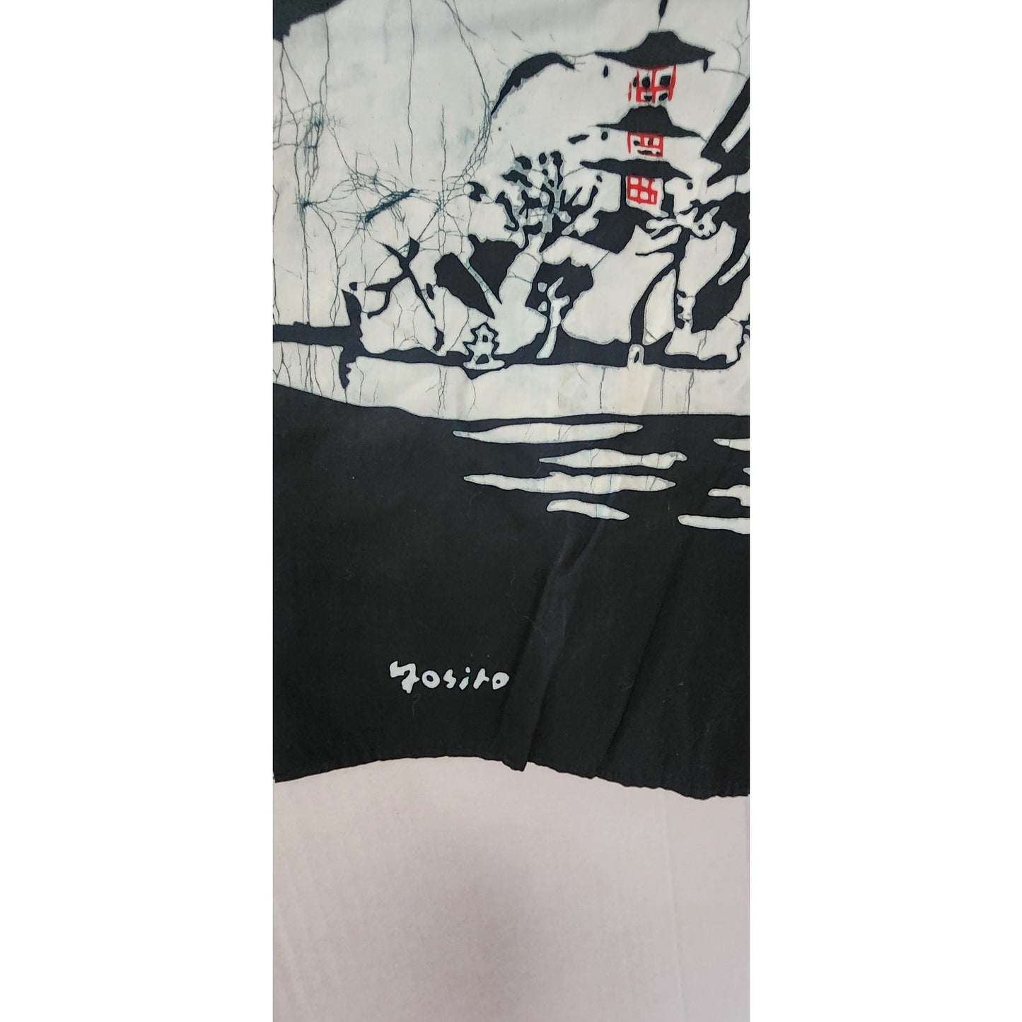 Vintage Japanese Noren Shop Sign Hiroshima Resist Dyed Cotton Print