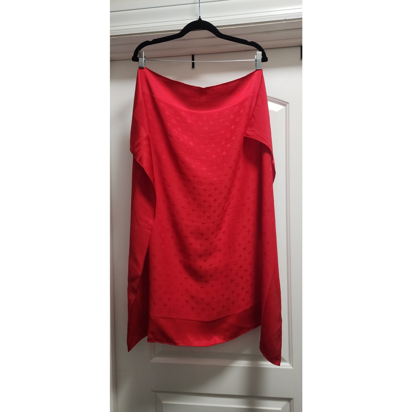 Vintage Louis Vuitton Scarf Red Silk Square w/Monogram Print