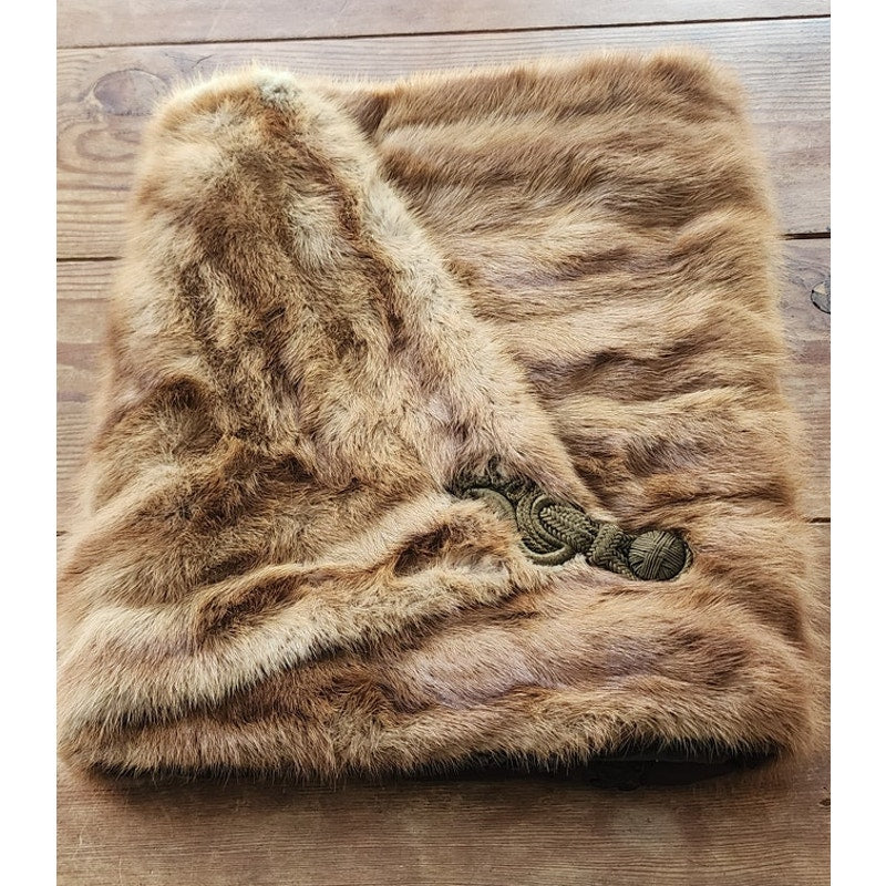 Vintage 40s Mink Fur Muff Bag Combination Brown Beige