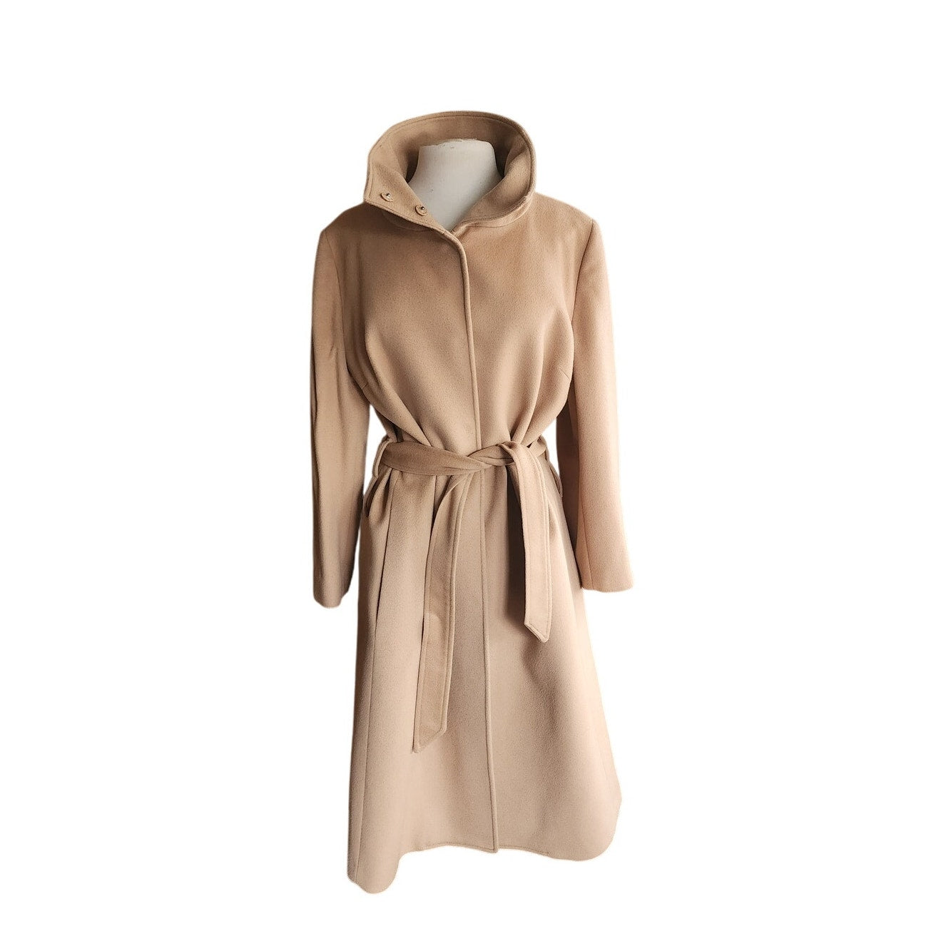Vintage 2000s Burberry Coat Archival Beige Cashmere Blend w/Sash Tie Belt / Medium