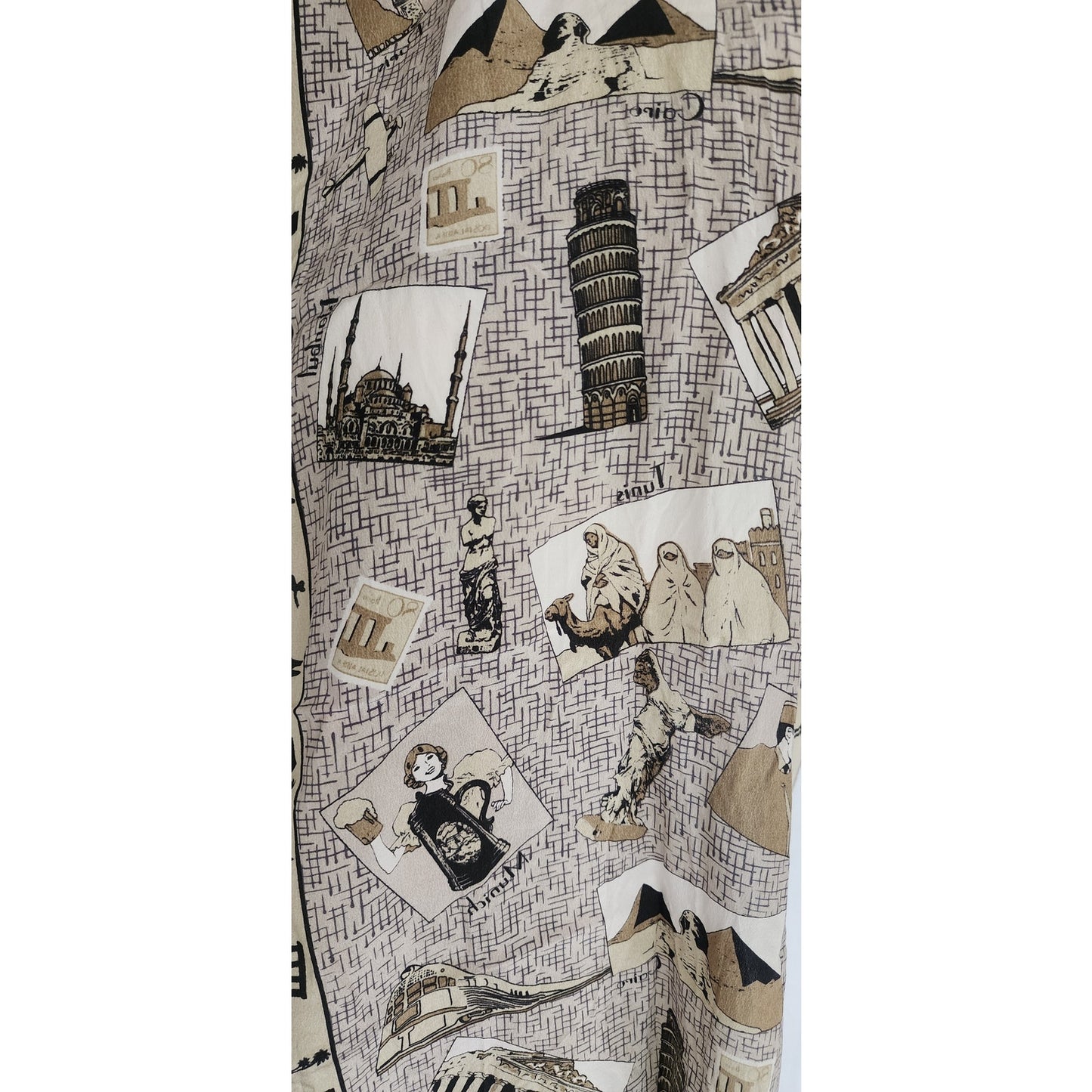 Vintage Souvenir Scarf Capital Cities Architecture Favolosa Silkprint