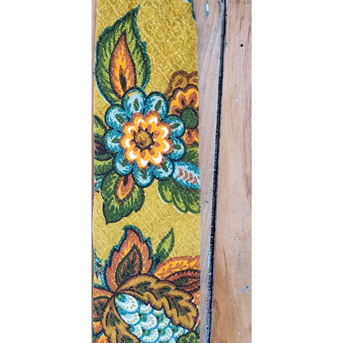 Vintage Mens Neck Tie 60s Barkcloth Yellow Floral Print