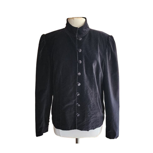 Vintage 80s Black Velvet Jacket  Blazer  Boutique Europa