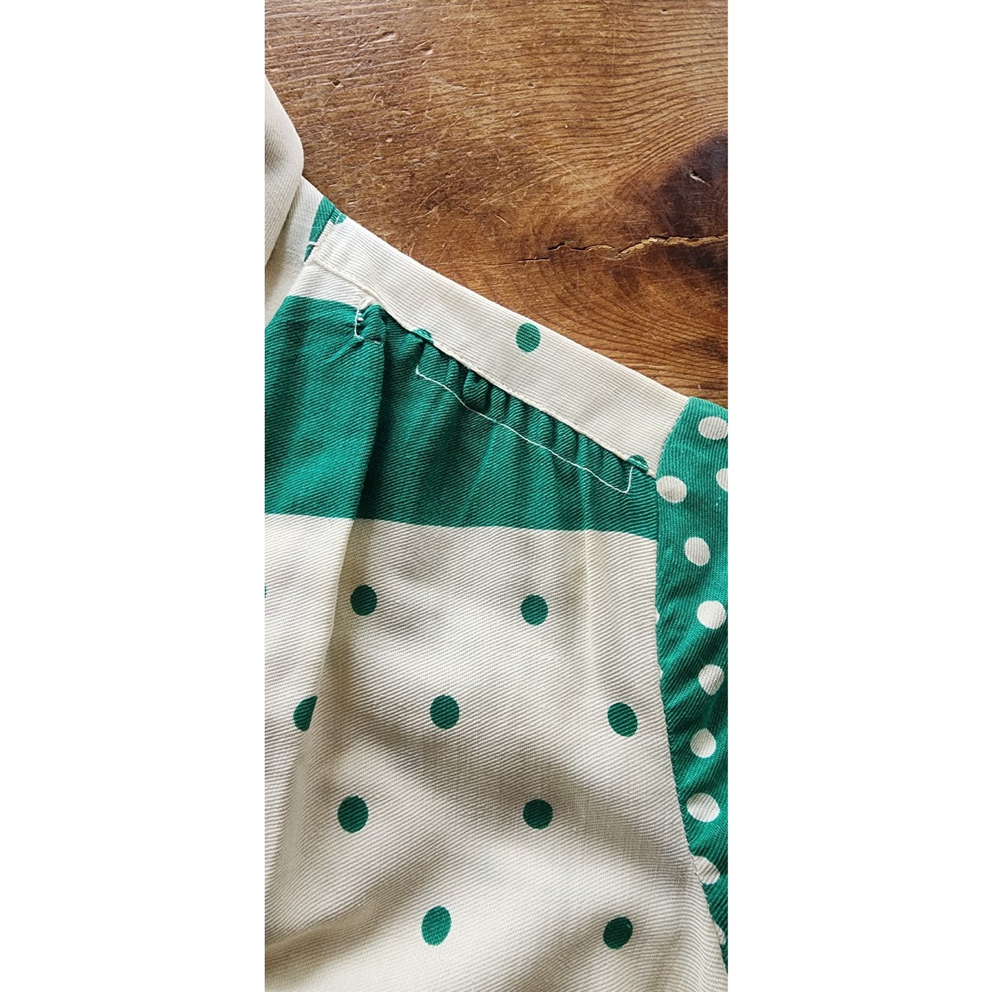 Vintage 50s Hope Reed Green Polka Dot Cotton Dress Nelly Don Short Sleeve