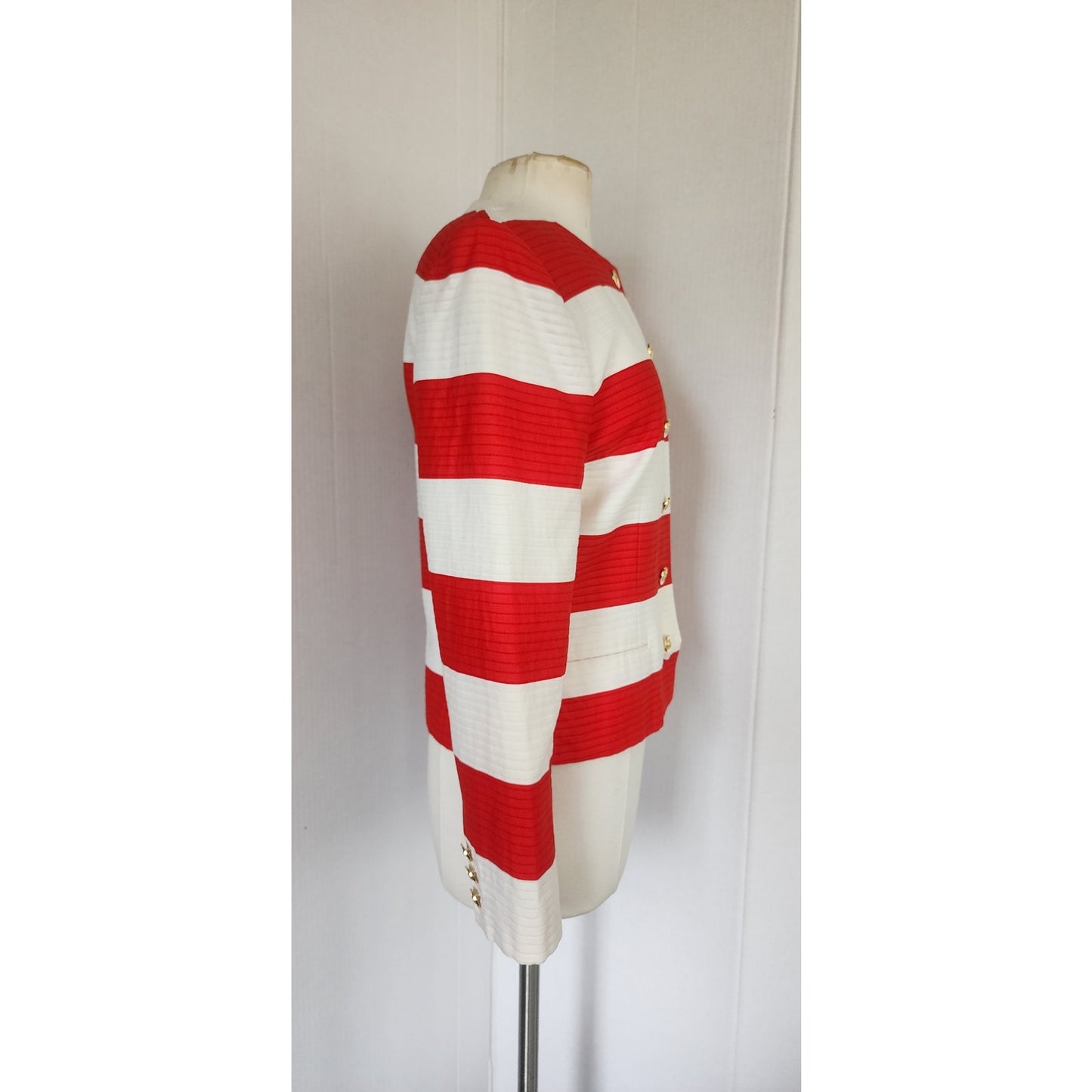 Vintage 1980s Louis Feraud Blazer Red White Stripe