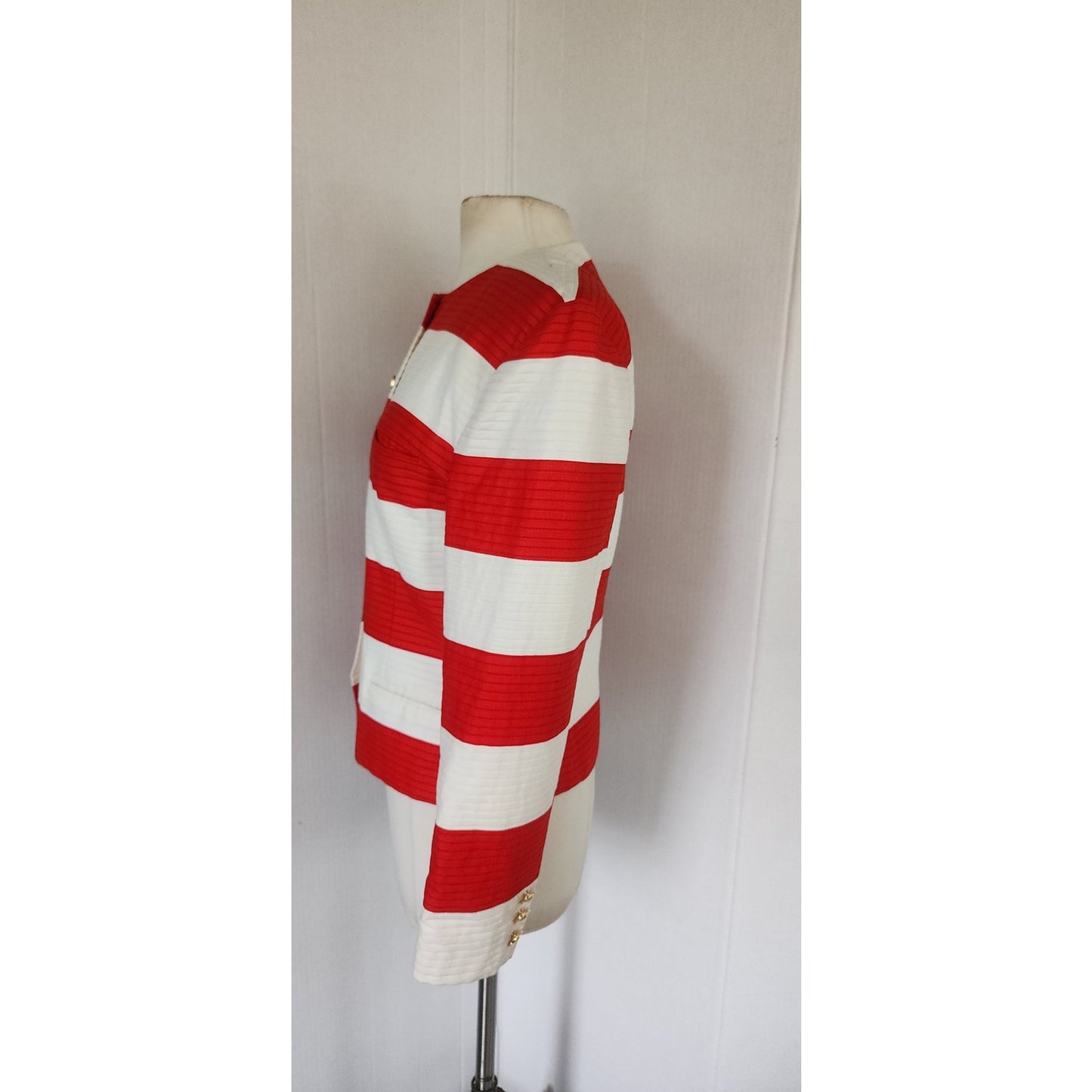 Vintage 1980s Louis Feraud Blazer Red White Stripe