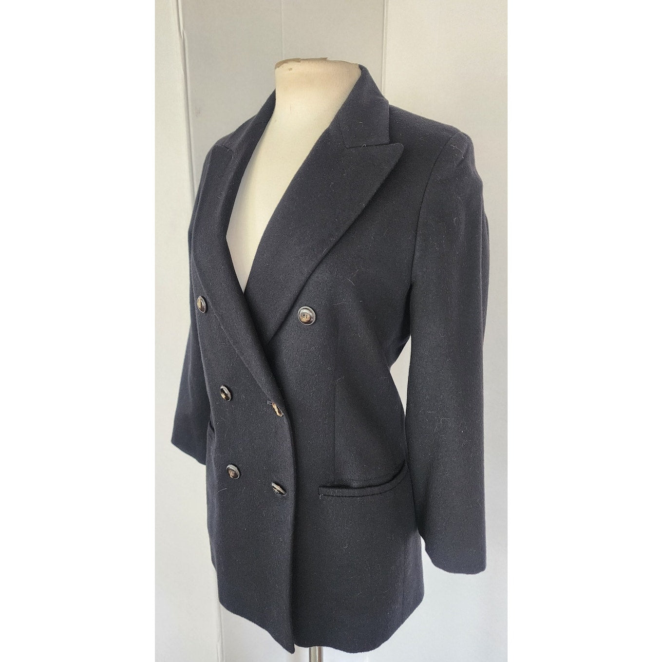 Vintage 90s Black Blazer Antonio Baldan Double Breasted