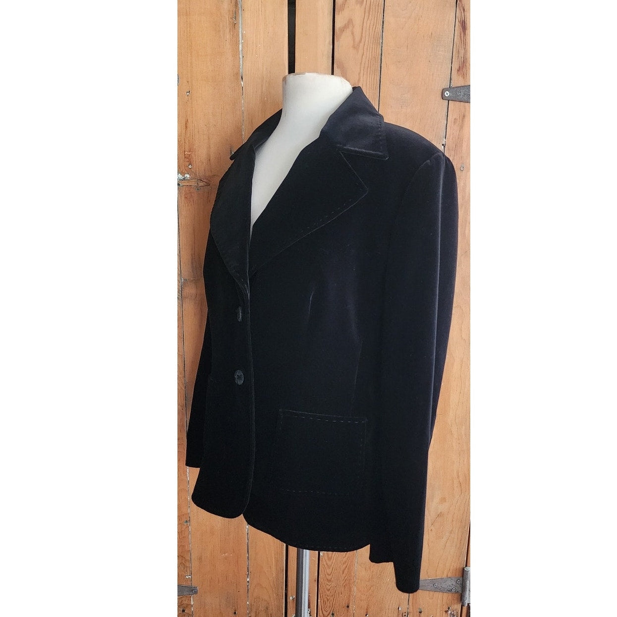Vintage Escada Blazer Black Velvet Jacket / 44