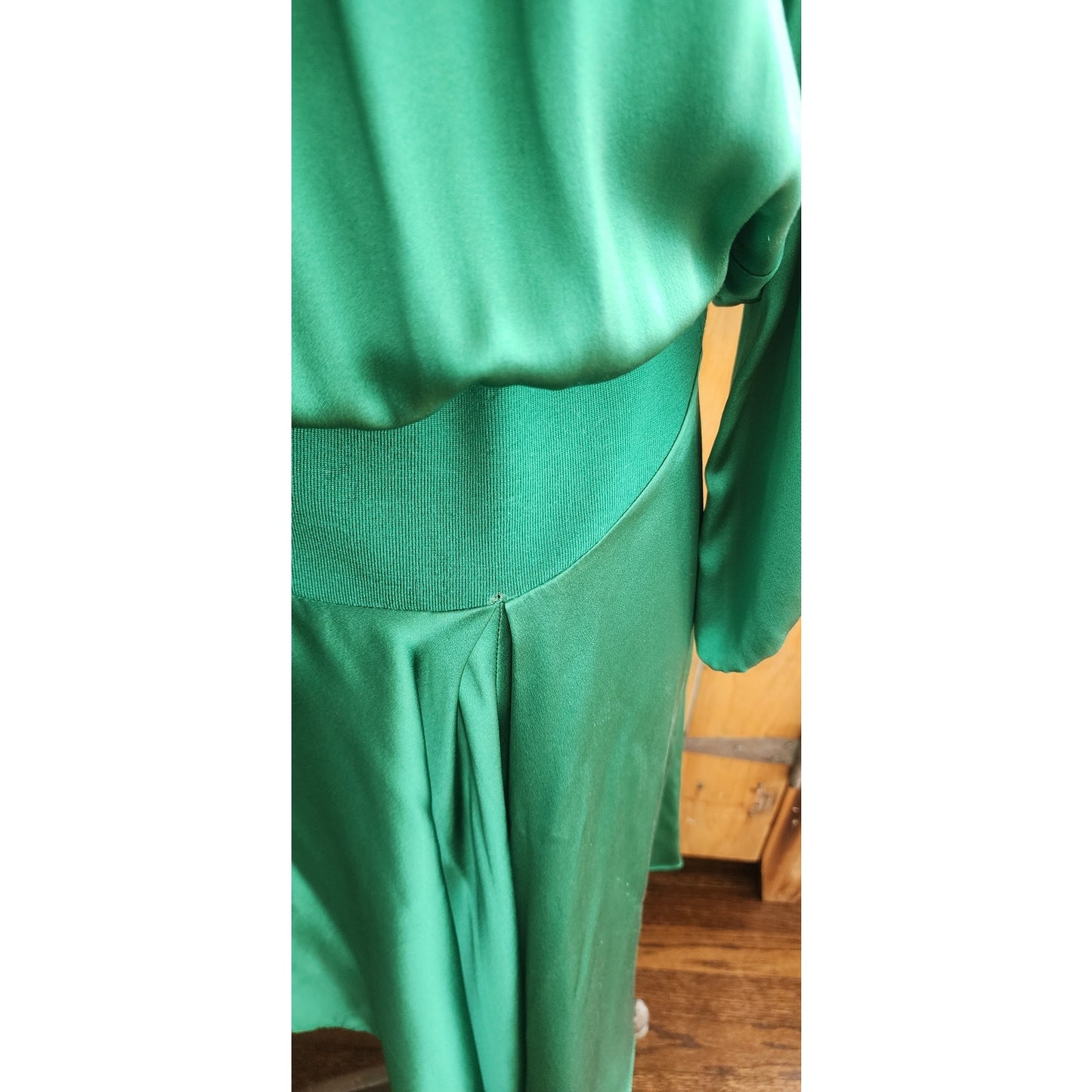 Vintage 2000s Yves Saint Laurent Green Silk Dress Asymmetrical Hem NWT Tom Ford Era